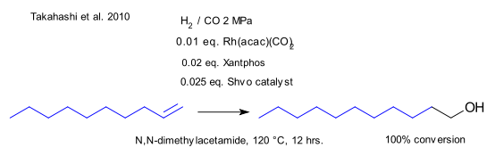 Alkene hydroformylation hydrogenation Takahashi 2010  